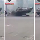 Illustration for article titled Ukrainian APC Driver Has No Time For Roadblock, Jumps It